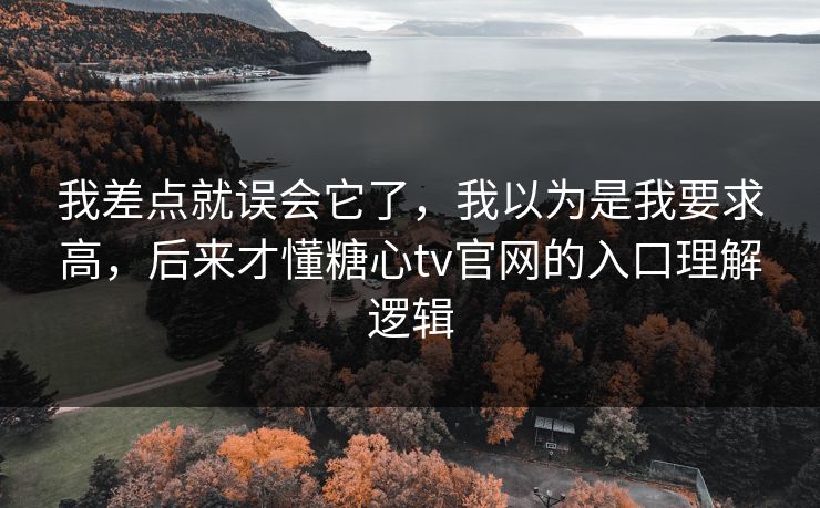 我差点就误会它了，我以为是我要求高，后来才懂糖心tv官网的入口理解逻辑  第1张