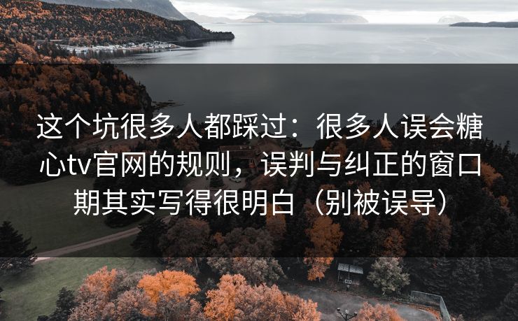 这个坑很多人都踩过：很多人误会糖心tv官网的规则，误判与纠正的窗口期其实写得很明白（别被误导）