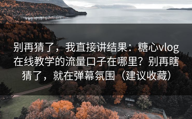 别再猜了，我直接讲结果：糖心vlog在线教学的流量口子在哪里？别再瞎猜了，就在弹幕氛围（建议收藏）