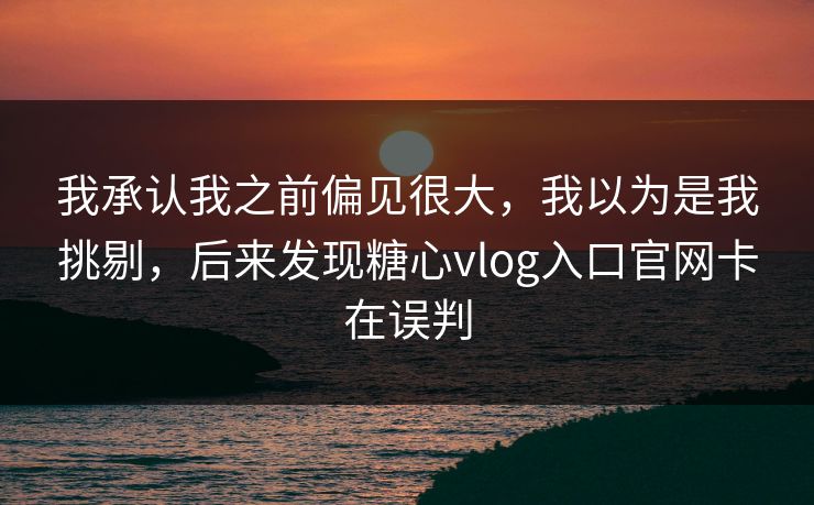 我承认我之前偏见很大，我以为是我挑剔，后来发现糖心vlog入口官网卡在误判